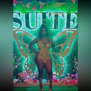 Gold Mini Rhinestone Crystal Bling Dress